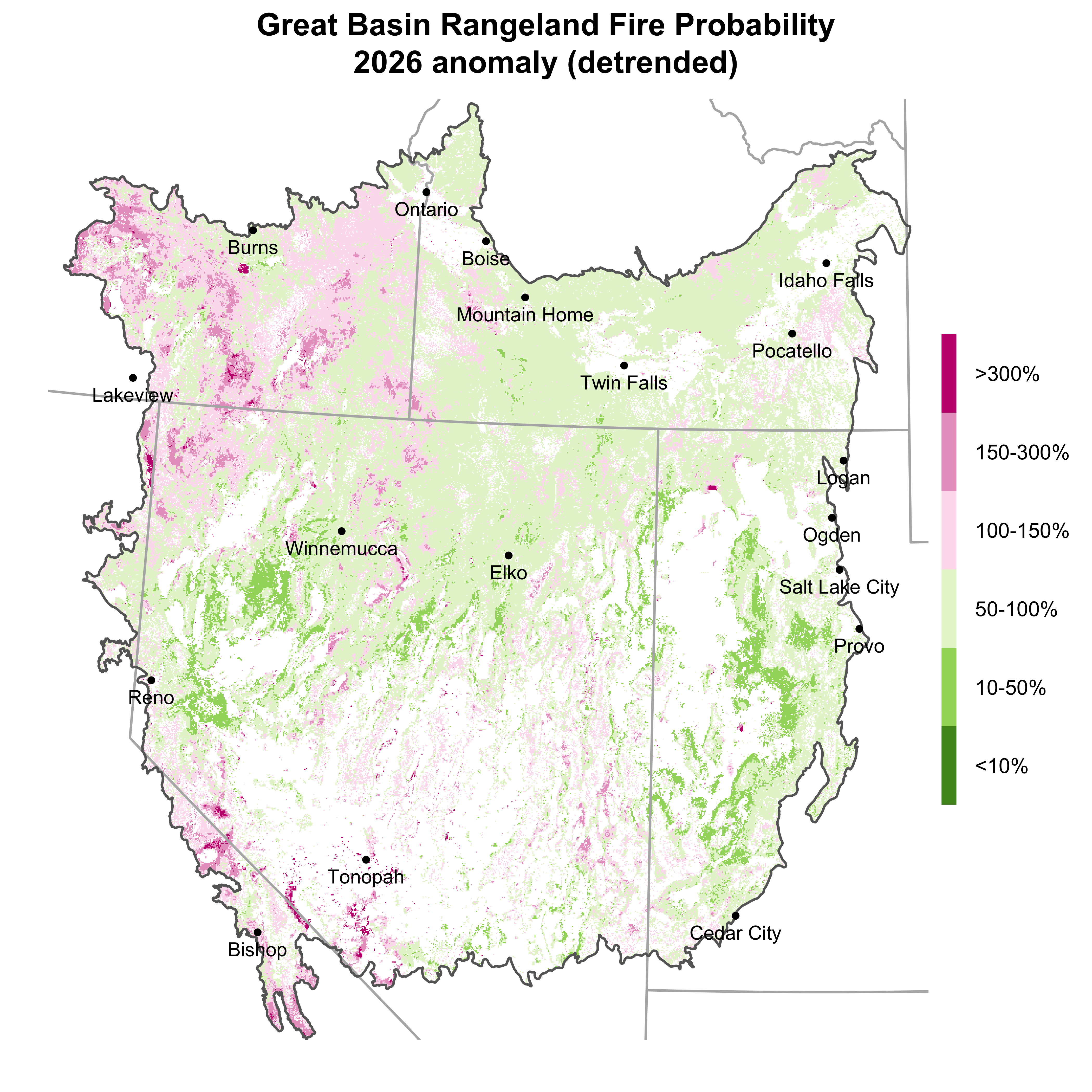 Map of fire probability anomalies